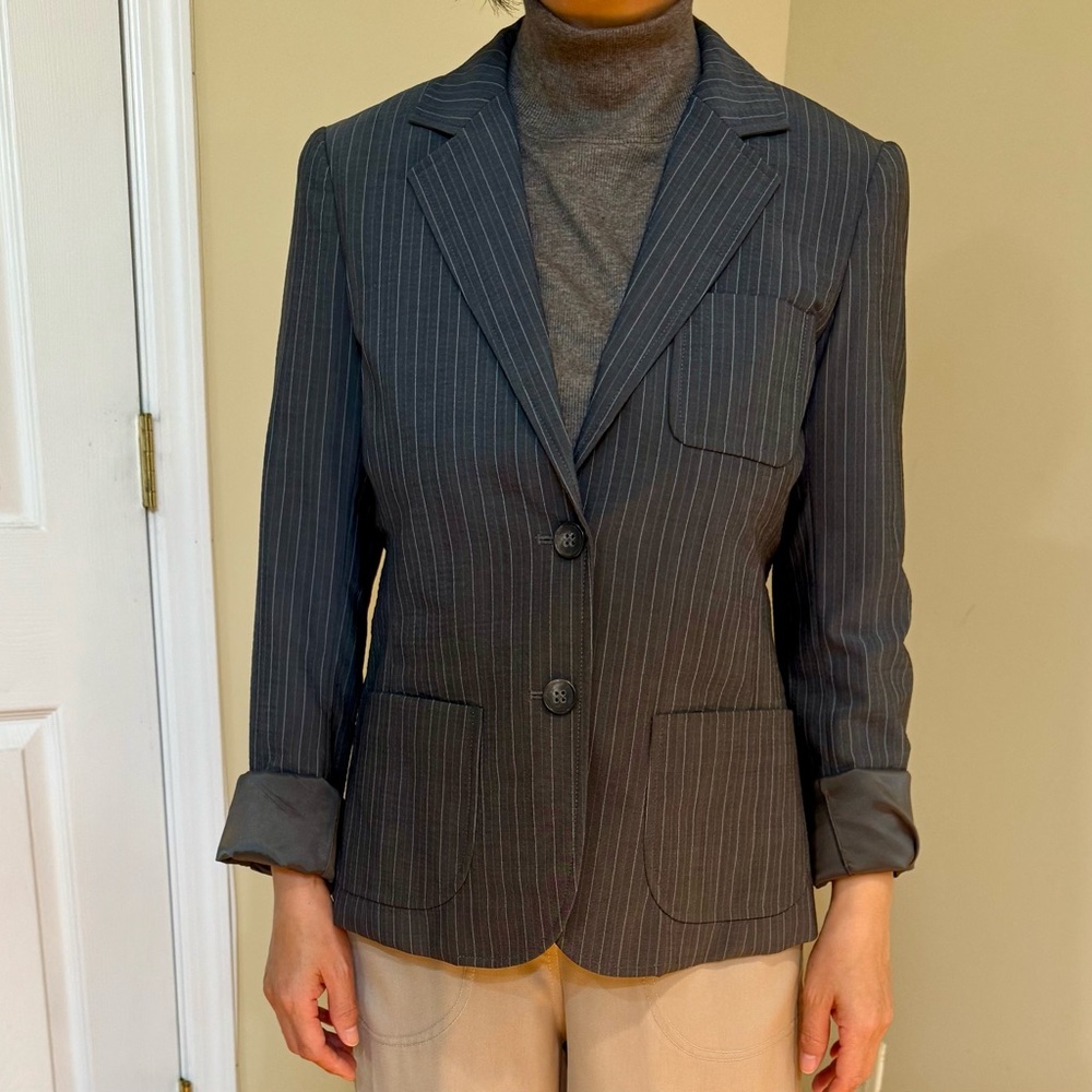 Theory Charcoal Pinstripe Blazer